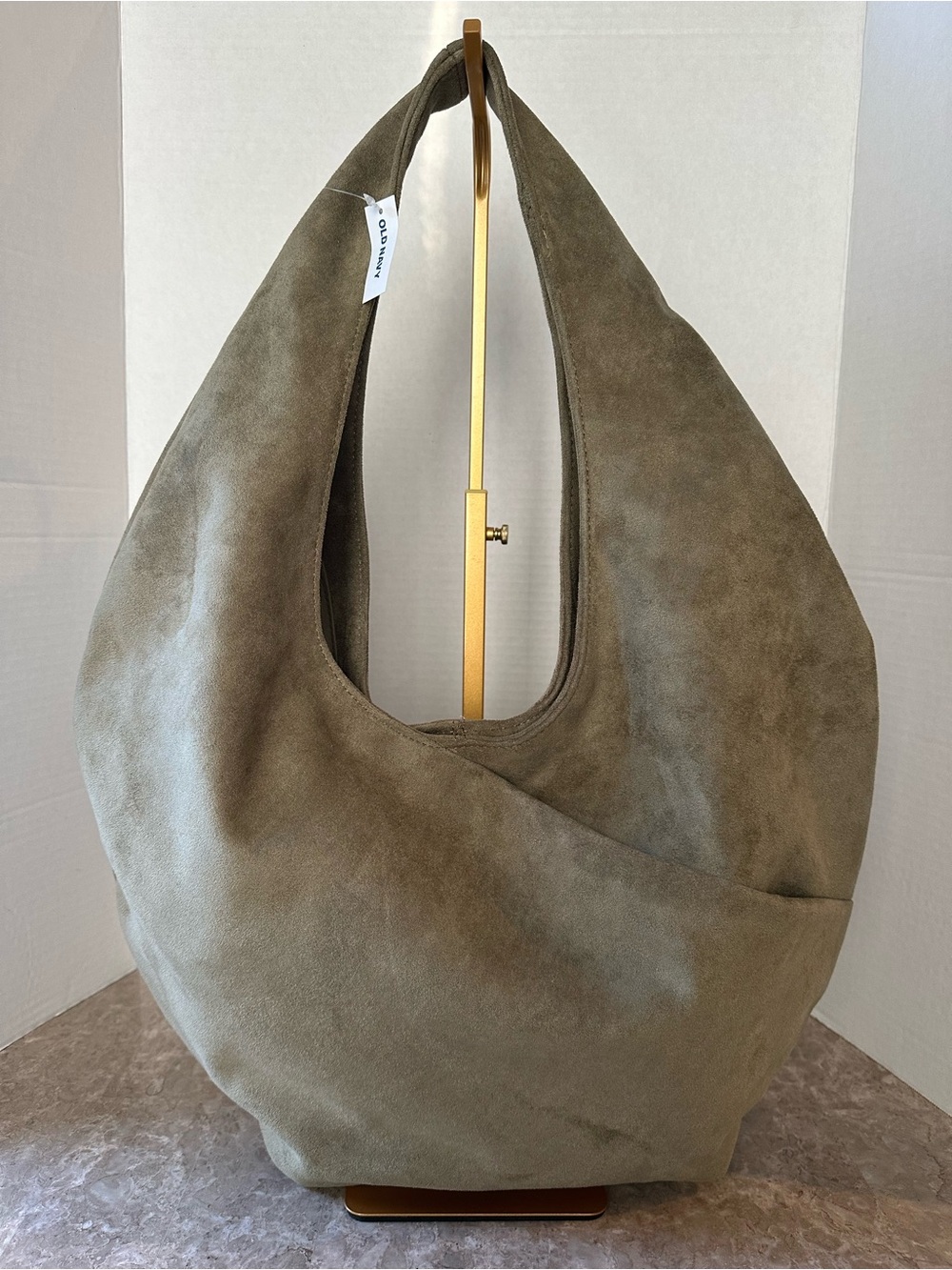 NWT Faux Suede Slouchy Crescent Purse Earthy Boho Minimalist Earthy Shoulder Bag